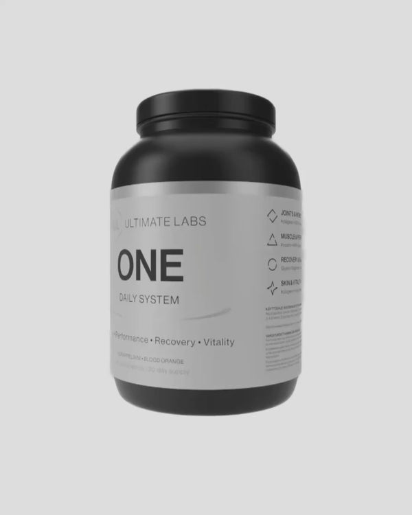 Ultimate Labs ONE lisäravinnejauhepurkki pyörii 360 astetta